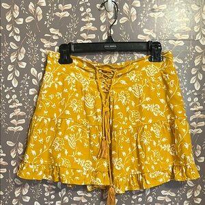Forever 21 Yellow Floral Mini Skirt